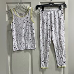 Ruby & Bloom White with Purple Hearts and Lace Trim Pajama Set - Size 10 - GUC